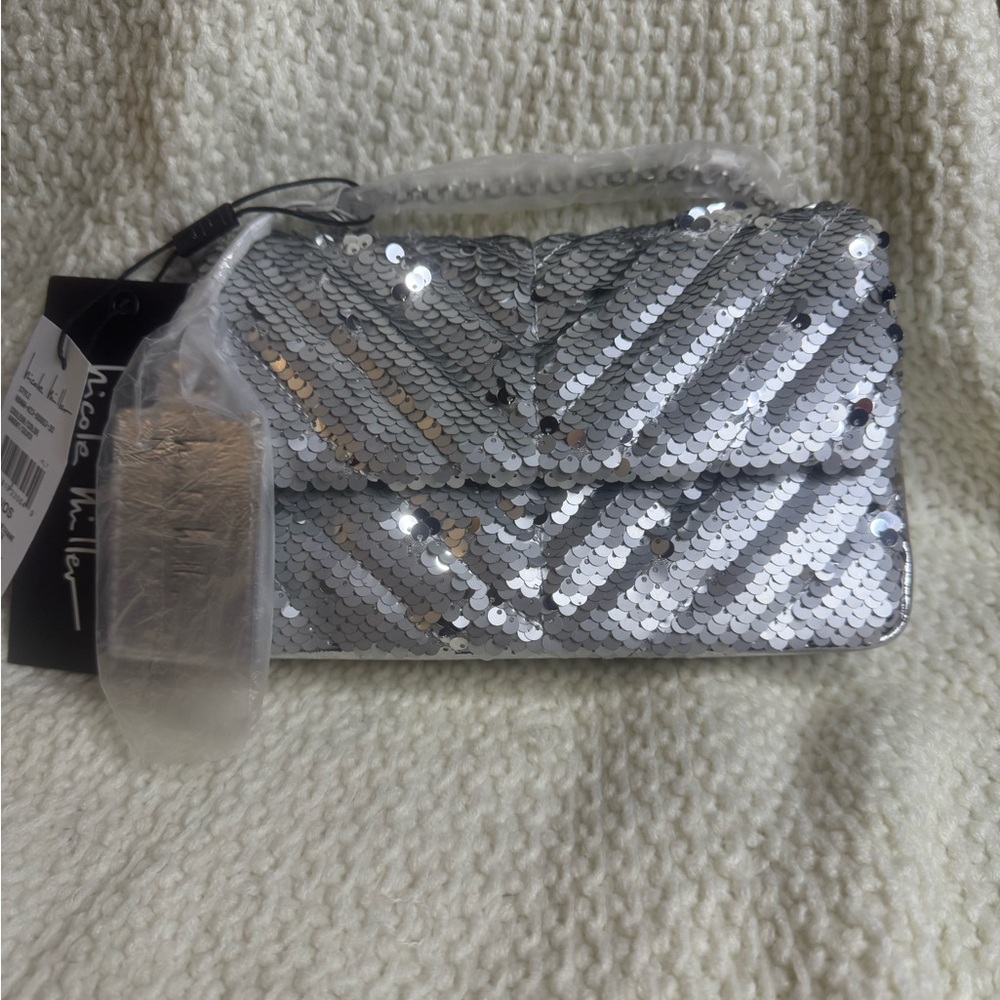 Nicole Miller Silver Sequin Women's Bag NWT